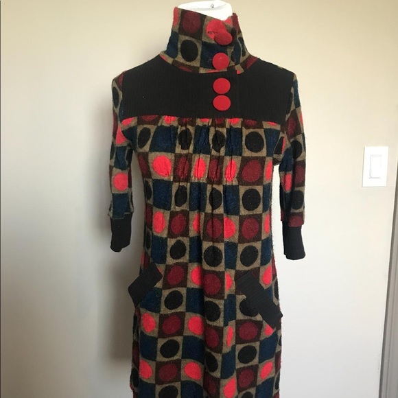 70s Mod Style High Neck Shift Dress - Picture 3 of 9